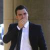 Adam Johnson, accusé d'agression sexuelle sur une mineure de 15 ans, lors de son arrivée au tribunal de Bradford le 23 février 2016