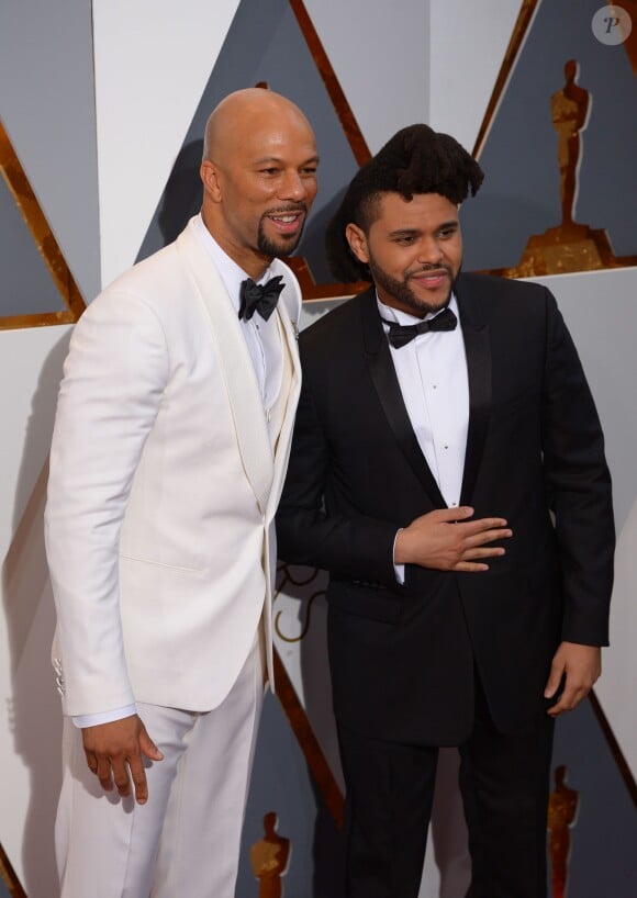 Common et Abel Makkonen Tesfaye (The Weeknd) - Photocall de la 88ème cérémonie des Oscars au Dolby Theatre à Hollywood. Le 28 février 2016