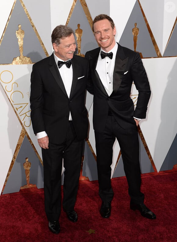 Michael Fassbender et son père Josef - 88ème cérémonie des Oscars à Hollywood, le 28 février 2016.