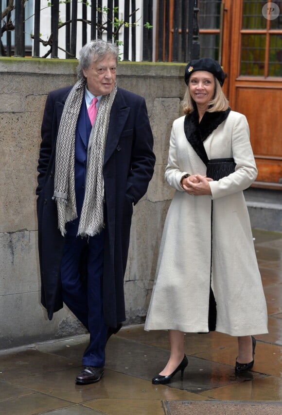 Sir Tom Stoppard et Lady Stoppard arrivent à St Bride's Church. Londres, le 5 mars 2016.