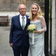 Rupert Murdoch et Jerry Hall, heureux mariés à St Bride's Church. Londres, le 5 mars 2016.