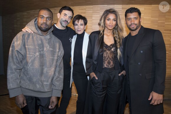 Semi-exclusif - Kanye West, Riccardo Tisci, Kris Jenner, Ciara et son compagnon Russell Wilson - Backstage du défilé de mode "Givenchy", collection prêt-à-porter automne-hiver 2016-2017 à Paris le 6 mars 2016. © Olivier Borde/Bestimage