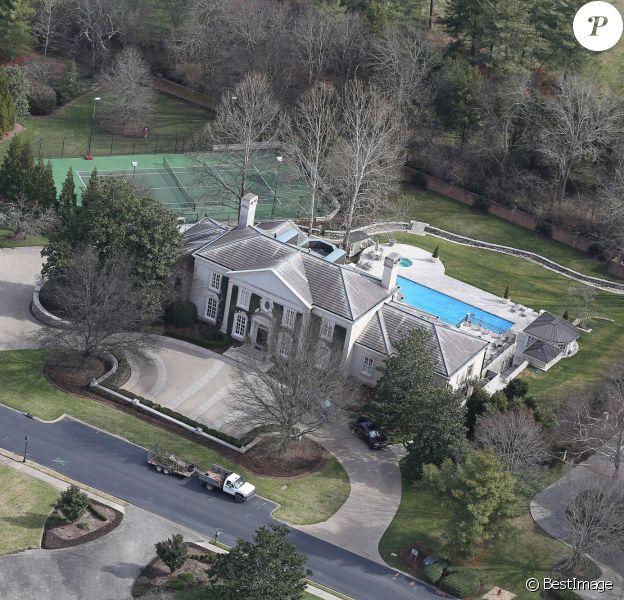 Exclusif - Vue aérienne de la maison de Nicole Kidman et Keith Urban à Nashville, achetée en 2007, un an après leur mariage. Le 9 février 2016