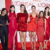 Leïla Bekhti, Bianca Balti, Isabeli Fontana, Irina Shayk, Eva Longoria, Luma Grothe, Natasha Poly, guest, Liya Kebede - Photocall de la soirée "L'Oréal Paris Red Obsession Party" à Paris, le 8 mars 2016. © Olivier Borde/Bestimage