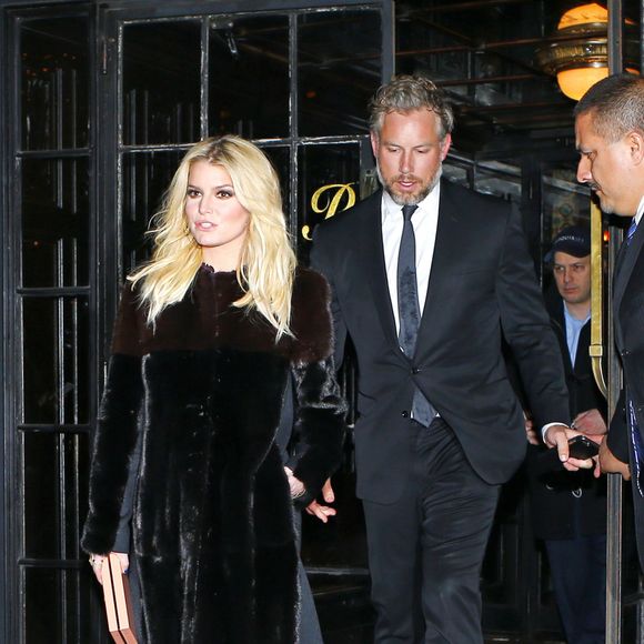 Jessica Simpson et son mari Eric Johnson sortent du Bowery Hotel à New York, le 12 janvier 2016. © CPA/Bestimage