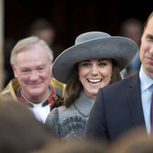 La duchesse Catherine quittantl'abbaye de Westminster, le 14 mars 2016, après le service du Commonwealth Day.