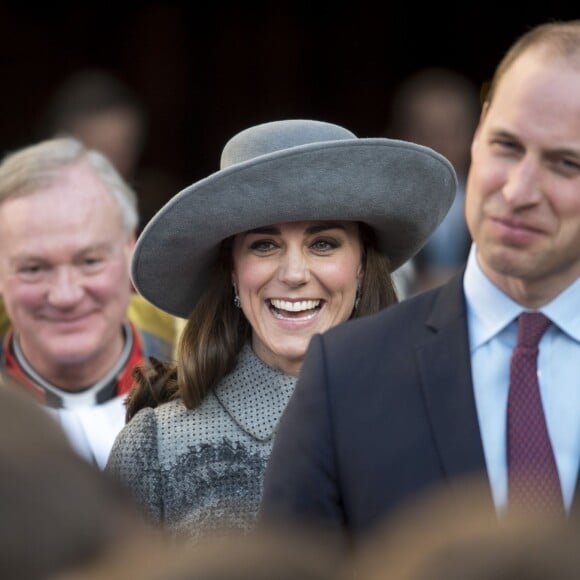 La duchesse Catherine quittantl'abbaye de Westminster, le 14 mars 2016, après le service du Commonwealth Day.