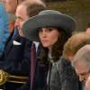 Kate Middleton, entre les princes William et Harry, lors du service du Commonwealth Day en l'abbaye de Westminster le 14 mars 2016.