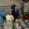La reine Elizabeth II et la famille royale en l'abbaye de Westminster le 14 mars 2016 pour le service du Commonwealth Day.