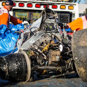 Ce qu'il reste de la McLaren de Fernando Alonso après son accident lors du Grand Prix d'Australie, le 20 mars 2016 à Melbourne.