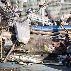 Ce qu'il reste de la McLaren de Fernando Alonso après son accident lors du Grand Prix d'Australie, le 20 mars 2016 à Melbourne.