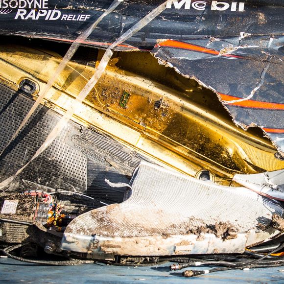 Ce qu'il reste de la McLaren de Fernando Alonso après son accident lors du Grand Prix d'Australie, le 20 mars 2016 à Melbourne.