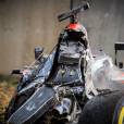 Ce qu'il reste de la McLaren de Fernando Alonso après son accident lors du Grand Prix d'Australie, le 20 mars 2016 à Melbourne. 