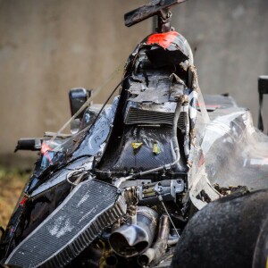 Ce qu'il reste de la McLaren de Fernando Alonso après son accident lors du Grand Prix d'Australie, le 20 mars 2016 à Melbourne.