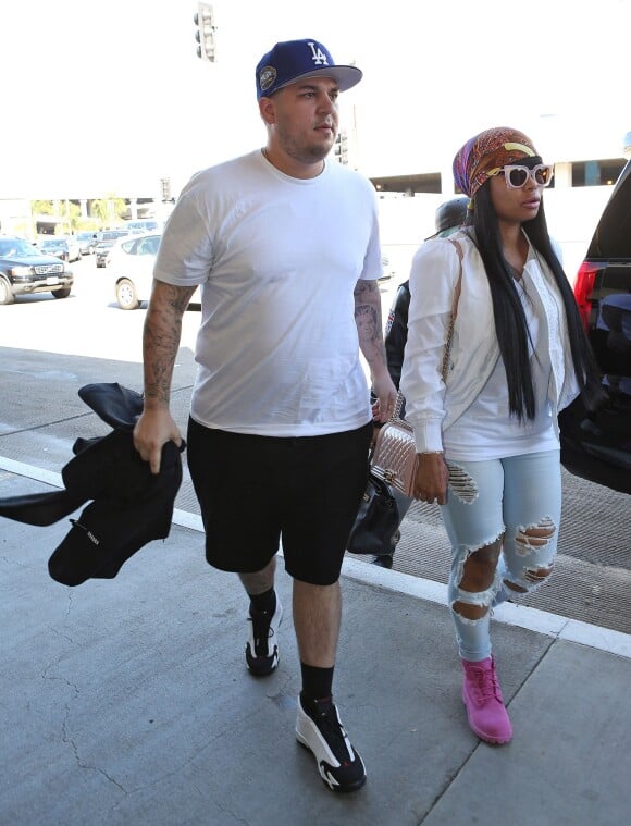 Rob Kardashian et Blac Chyna à l'aéroport de LAX à Los Angeles, le 25 mars 2016.