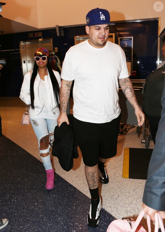 Rob Kardashian et Blac Chyna à l'aéroport LAX à Los Angeles, le 25 mars 2016.