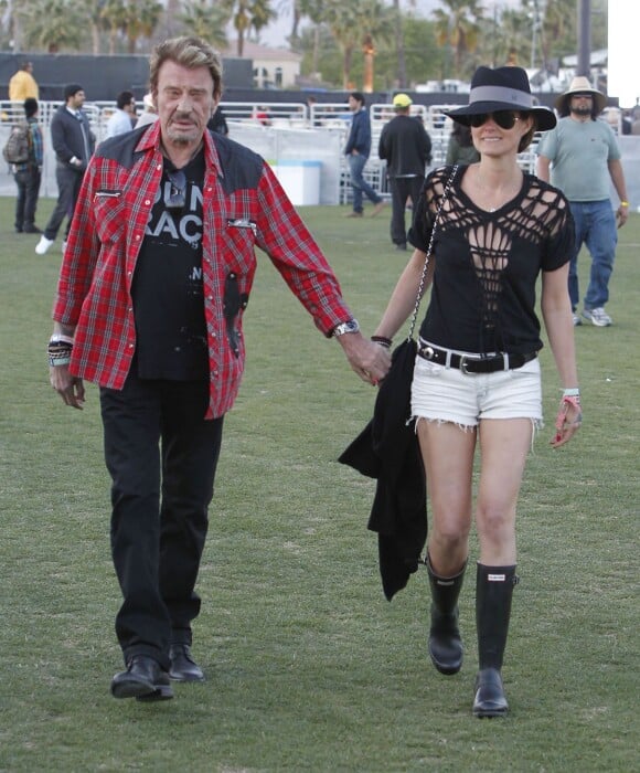 Johnny Hallyday et sa femme Laeticia Hallyday en Californie pour le festival de Coachella en 2012
