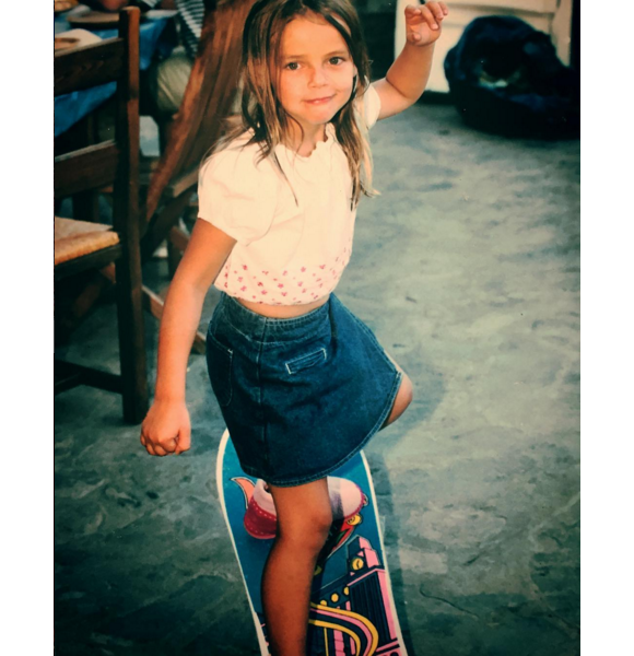 Pauline Ducruet enfant, en train de faire du skate-board, photo publiée sur Instagram début avril 2016.