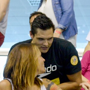 Laure Manaudou et son frère Florent Manaudou lors des Championnats de France de natation à Montpellier, le 3 avril 2016.