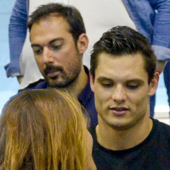 Laure Manaudou et son frère Florent Manaudou lors des Championnats de France de natation à Montpellier, le 3 avril 2016.