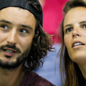 Former French swimmer Laure Manaudou and French musician and singer Jeremy Frerot attend the French swimming championships in Montpellier, France on April 3, 2016. Photo by Henri Szwarc/ABACAPRESS.COM04/04/2016 - Montpellier