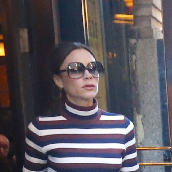 La famille Beckham à la sortie du restaurant Balthazar à New York, après le défilé de mode de Victoria Beckham. Le 14 février 2016