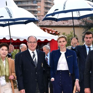 Le prince Albert II de Monaco et la princesse Charlene à leur arrivée au Monte-Carlo Rolex Masters 2016 pour la finale opposant Rafael Nadal et Gaël Monfils au Monte-Carlo Country Club à Roquebrune-Cap-Martin, le 17 avril 2016. © Bruno Bebert/Bestimage