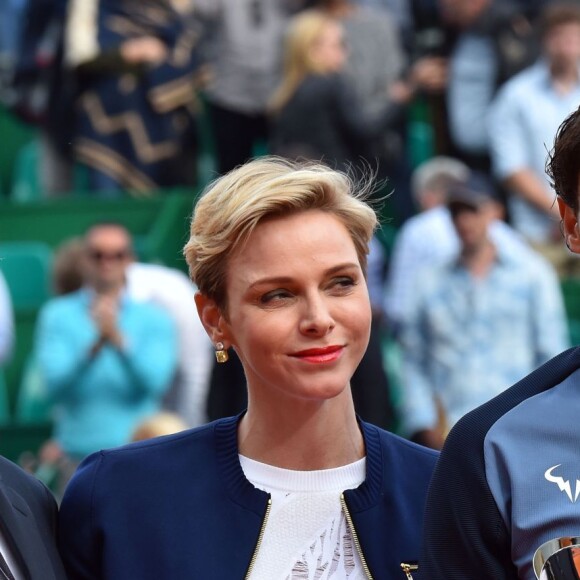 Le prince Albert II de Monaco et la princesse Charlene ont félicité Rafael Nadal pour sa victoire en finale du Monte-Carlo Rolex Masters 2016 face à Gaël Monfils au Monte-Carlo Country Club à Roquebrune-Cap-Martin, le 17 avril 2016. © Bruno Bebert/Bestimage
