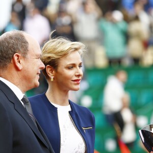 Le prince Albert II et la princesse Charlene de Monaco ont applaudi la victoire de Rafael Nadal en finale du Monte-Carlo Rolex Masters 2016 face à Gaël Monfils au Monte-Carlo Country Club à Roquebrune-Cap-Martin, le 17 avril 2016. © Claudia Albuquerque/Bestimage