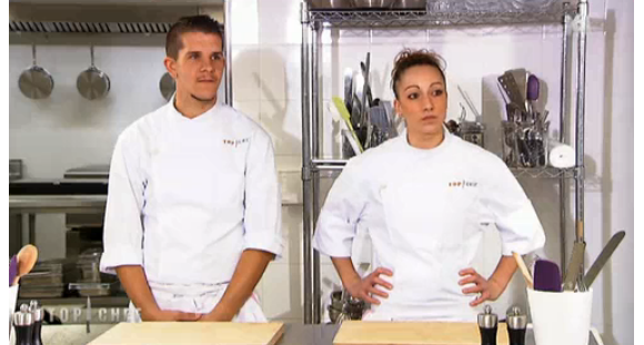 Kévin et Coline dans "Top Chef 2016", le lundi 1er février 2016, sur M6