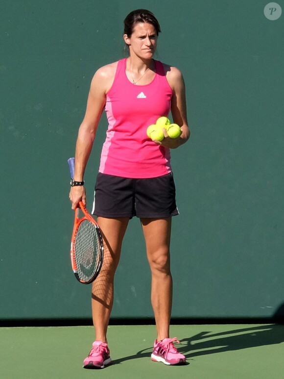 Exclusif - Les joueurs de tennis Andy Murray, et Amélie Mauresmo s'entraînent à Miami, le 17 décembre 2014.