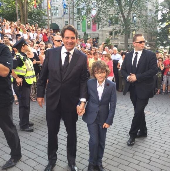 Mariage de Julie Snyder et Pierre Karl Péladeau (ici avec son fils Thomas, le 15 août 2015 à Québec.