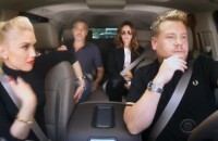 Gwen Stefani et James Corden dans l'émission "Late Late Show" pour un épisode du Carpool Karaoke avec Julia Roberts et George Clooney.