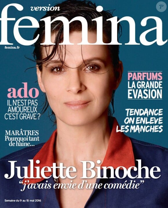 Juliette Binoche en couverture de Version Femina, supplément du Journal du Dimanche (édition du 8 mai 2016)