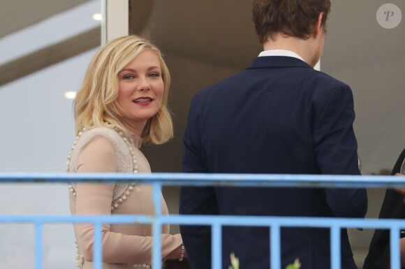 Kirsten Dunst et Laszlo Nemes au cocktail des membres du jury du 69ème festival international du film de Cannes à l'hôtel Martinez le 10 mai 2016