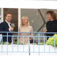 Laszlo Nemes, Kirsten Dunst, Valeria Golino et Mads Mikkelsen au cocktail des membres du jury du 69ème festival international du film de Cannes à l'hôtel Martinez le 10 mai 2016