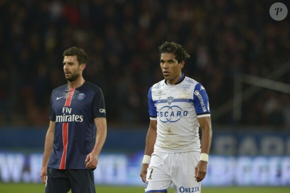 Thiago Motta et Brandao lors du match PSG-Bastia à Paris. Le 8 janvier 2016.