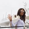 Eva Longoria arrive sur un yacht lors du 69 ème Festival International du Film de Cannes le 13 mai 2016