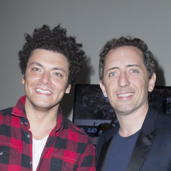 Exclusif - Kev Adams et Gad Elmaleh Longines Global champions tour Paris Eiffel Jumping, présenté par Gucci, au Champ de Mars à Paris le 5 juillet 2014.