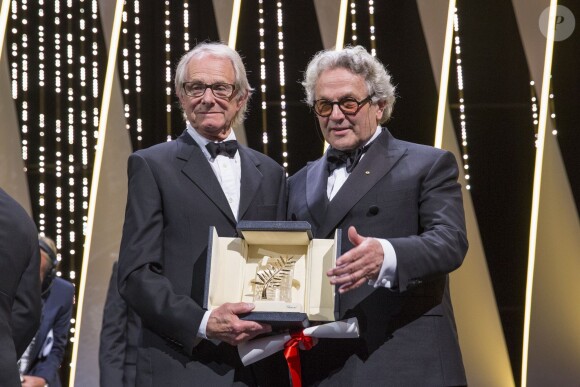 Ken Loach (Palme d'or pour "Moi, Daniel Blake"), George Miller - Cérémonie de clôture du 69ème Festival International du Film de Cannes. Le 22 mai 2016. © Olivier Borde-Cyril Moreau/Bestimage