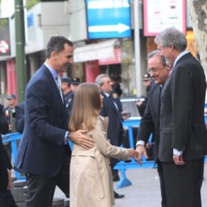 L'infante Sofia d'Espagne accompagnait son père le roi Felipe VI lors de la demi-finale de Ligue des Champions entre le Real Madrid et Manchester City le 4 mai 2016 au stade Santiago Bernadeu à Madrid.