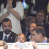L'infante Sofia d'Espagne accompagnait son père le roi Felipe VI lors de la demi-finale de Ligue des Champions entre le Real Madrid et Manchester City le 4 mai 2016 au stade Santiago Bernadeu à Madrid.
