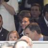 L'infante Sofia d'Espagne accompagnait son père le roi Felipe VI lors de la demi-finale de Ligue des Champions entre le Real Madrid et Manchester City le 4 mai 2016 au stade Santiago Bernadeu à Madrid.