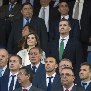 Letizia et Felipe VI d'Espagne lors de la finale de la Coupe du Roi au stade Vicente Calderon à Madrid le 22 mai 2016, entre le FC Barcelone et le FC Séville. © Future-Image via Bestimage