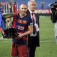 Andres Iniesta lors de la victoire du Barça (2-0 après prolongations) en finale de la Coupe du Roi face au FC Séville à Vicente Calderon à Madrid en Espagne le 22 mai 2016.