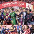 Image lors de la victoire du Barça (2-0 après prolongations) en finale de la Coupe du Roi face au FC Séville à Vicente Calderon à Madrid en Espagne le 22 mai 2016.