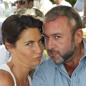 Alessandra Sublet et Emmanuel Maubert - Garden Party chez Babette de Rozières, élue personnalité populaire 2010 et prix Marianne de la poste avec timbre à son effigie. Le 27 juin 2010.