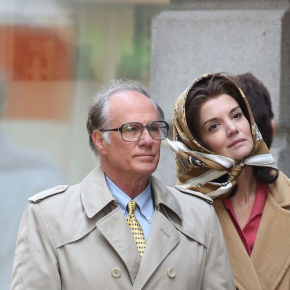 Exclusif - Katie Holmes dans le rôle de Jackie Kennedy sur le tournage de The Kennedys à Toronto avec Serge Houde dans le rôle de Maurice Tempelsman. Le 11 mai 2016 © CPA/Bestimage