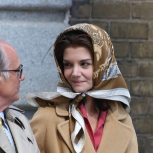 Exclusif - Katie Holmes dans le rôle de Jackie Kennedy sur le tournage de The Kennedys à Toronto avec Serge Houde dans le rôle de Maurice Tempelsman. Le 11 mai 2016 © CPA/Bestimage