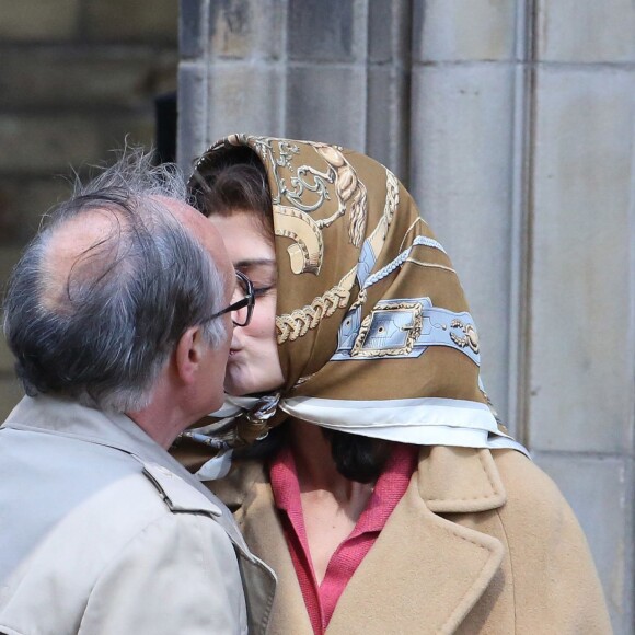 Exclusif - Katie Holmes dans le rôle de Jackie Kennedy sur le tournage de The Kennedys à Toronto avec Serge Houde dans le rôle de Maurice Tempelsman. Le 11 mai 2016 © CPA/Bestimage